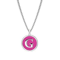 Pink Enamel Initial Pendant
