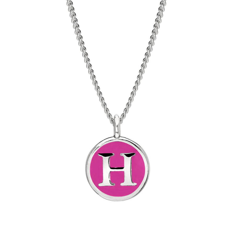 Pink Enamel Initial Pendant