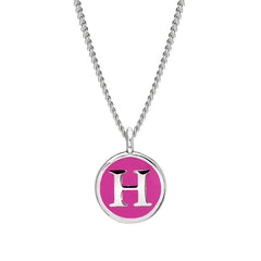 Pink Enamel Initial Pendant