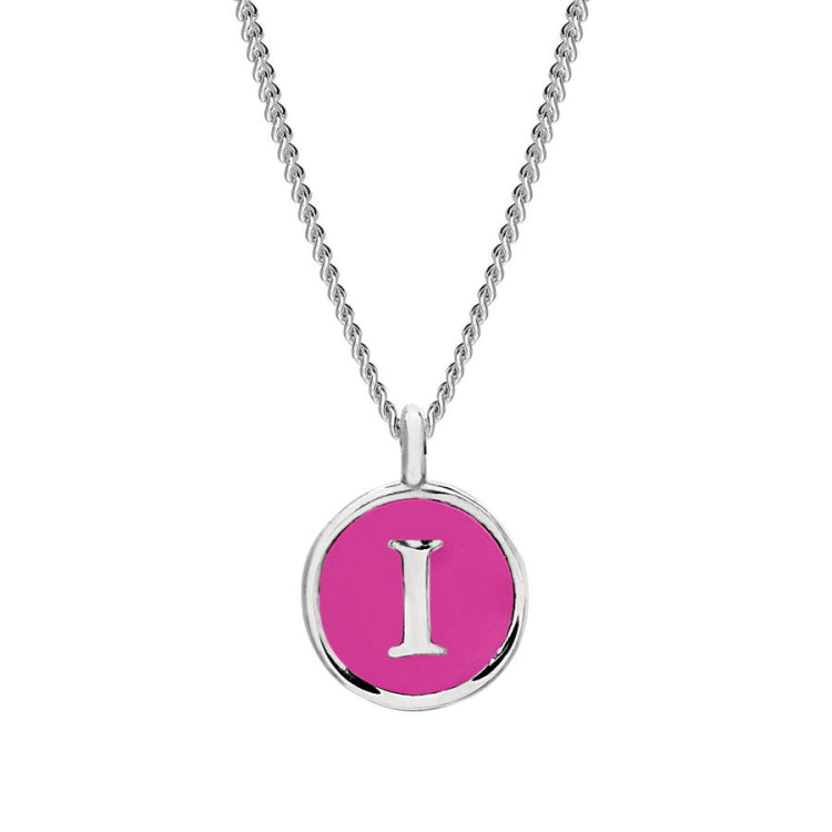 Pink Enamel Initial Pendant
