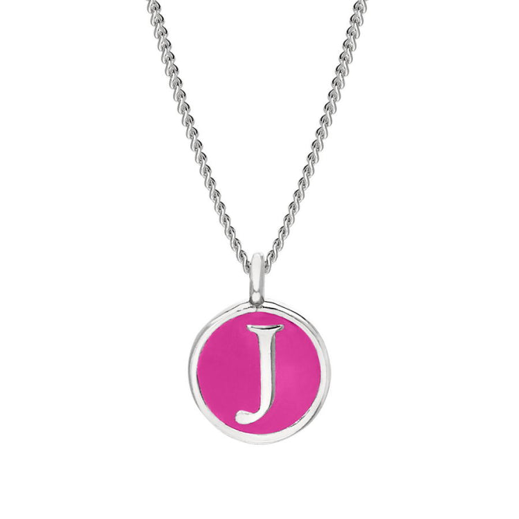 Pink Enamel Initial Pendant