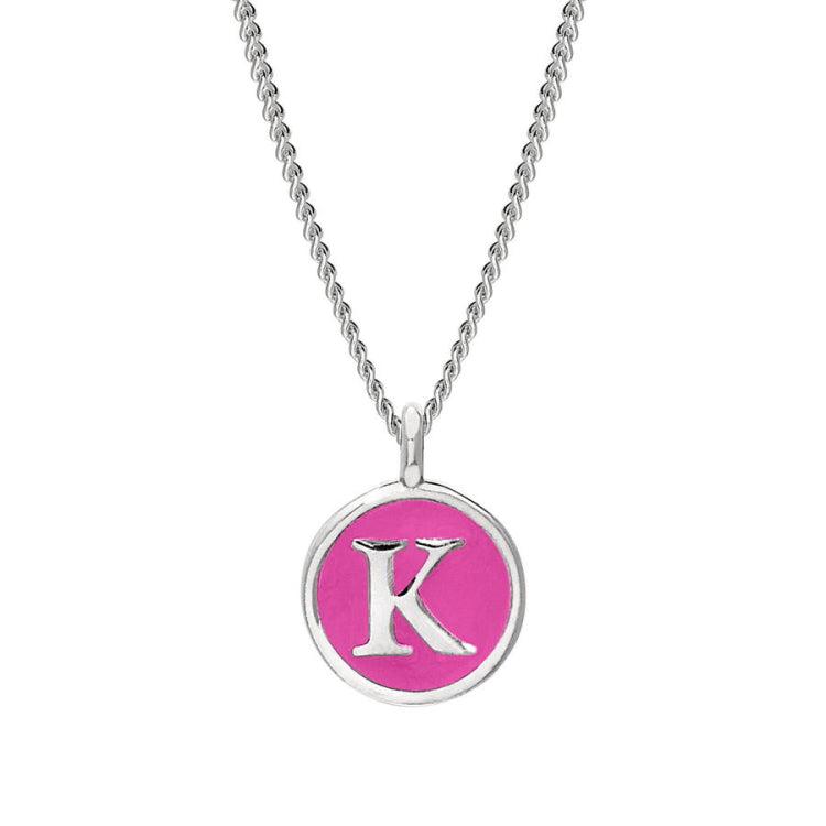 Pink Enamel Initial Pendant