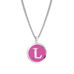 Pink Enamel Initial Pendant