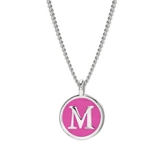 Pink Enamel Initial Pendant