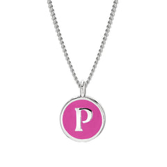 Pink Enamel Initial Pendant
