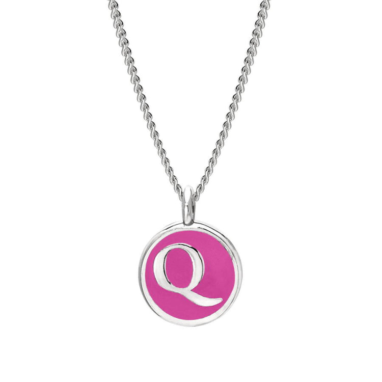 Pink Enamel Initial Pendant