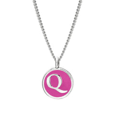 Pink Enamel Initial Pendant
