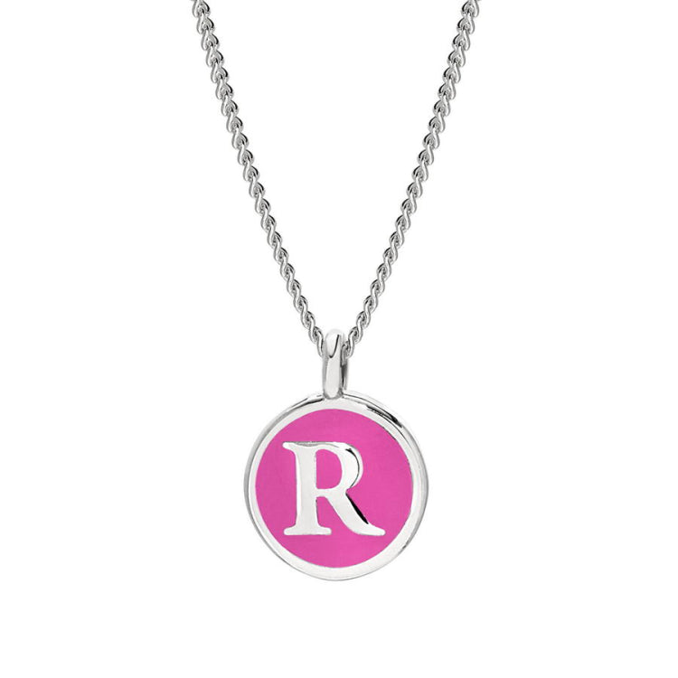 Pink Enamel Initial Pendant