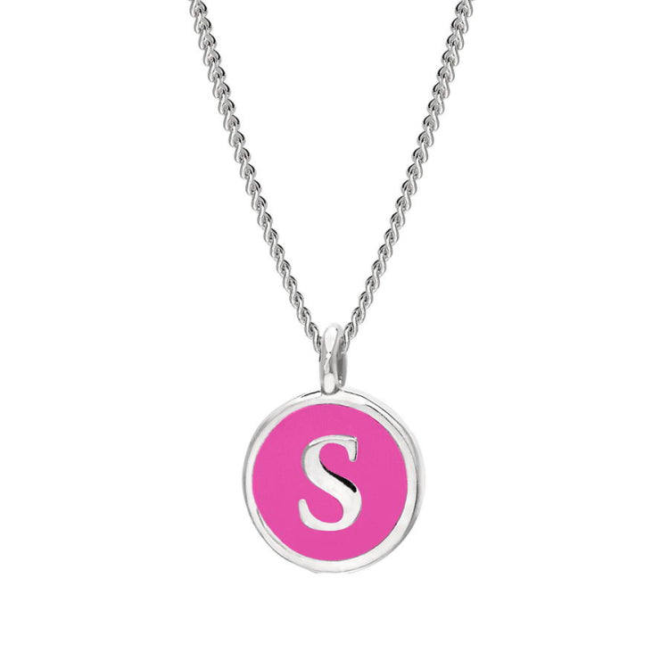 Pink Enamel Initial Pendant