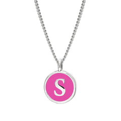 Pink Enamel Initial Pendant
