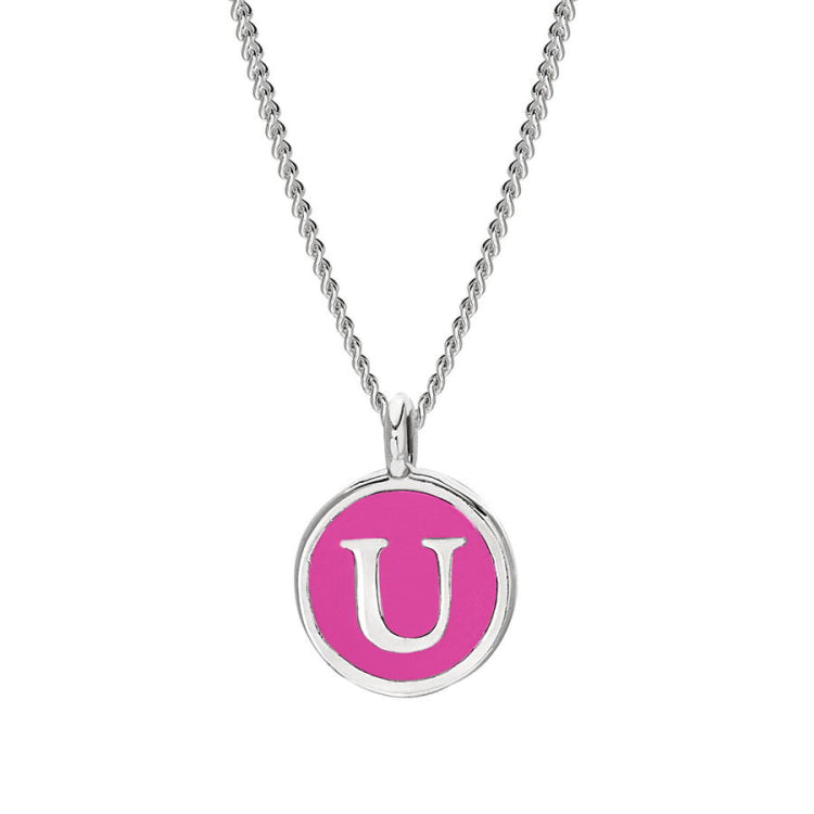 Pink Enamel Initial Pendant