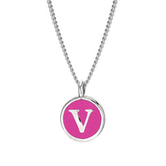 Pink Enamel Initial Pendant