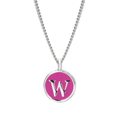 Pink Enamel Initial Pendant