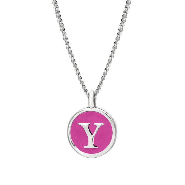 Pink Enamel Initial Pendant