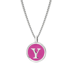 Pink Enamel Initial Pendant