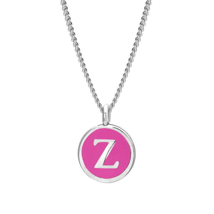 Pink Enamel Initial Pendant