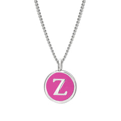 Pink Enamel Initial Pendant