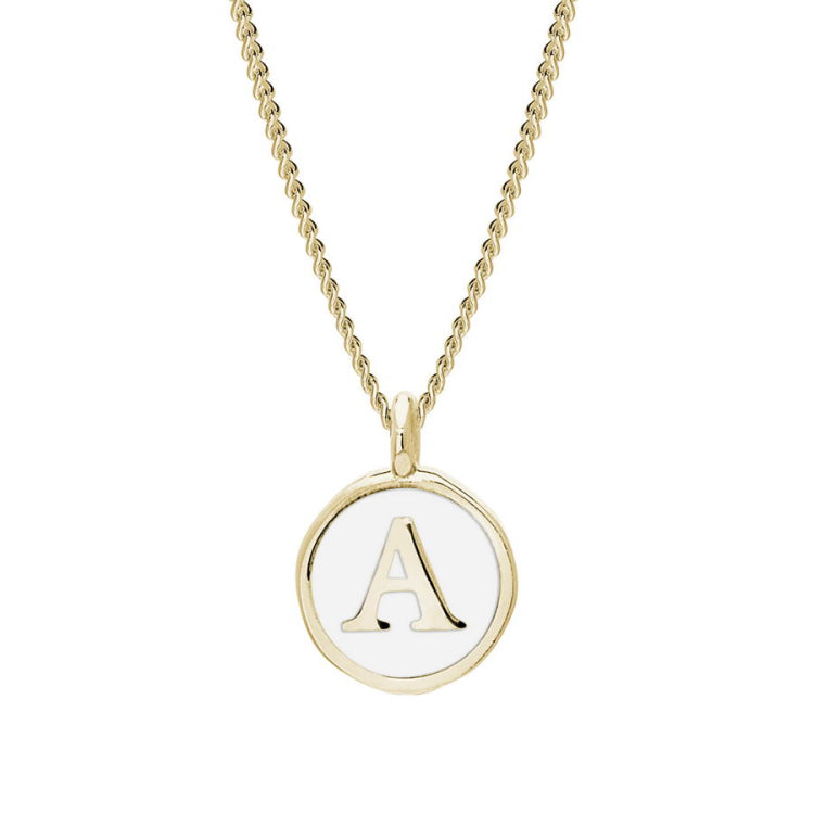 White Enamel Initial Pendant