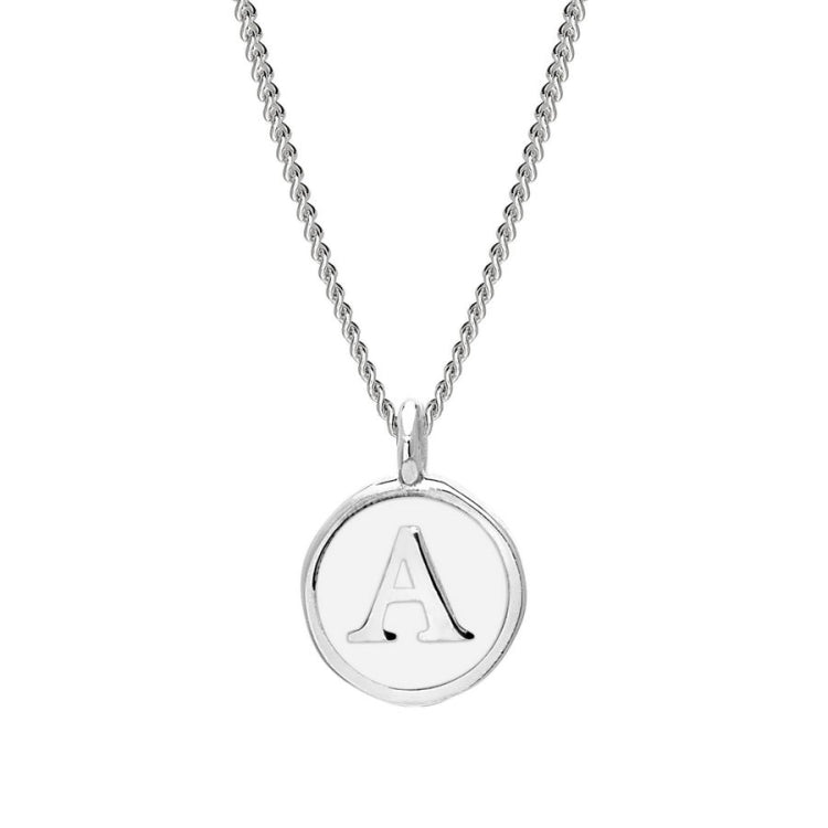 White Enamel Initial Pendant