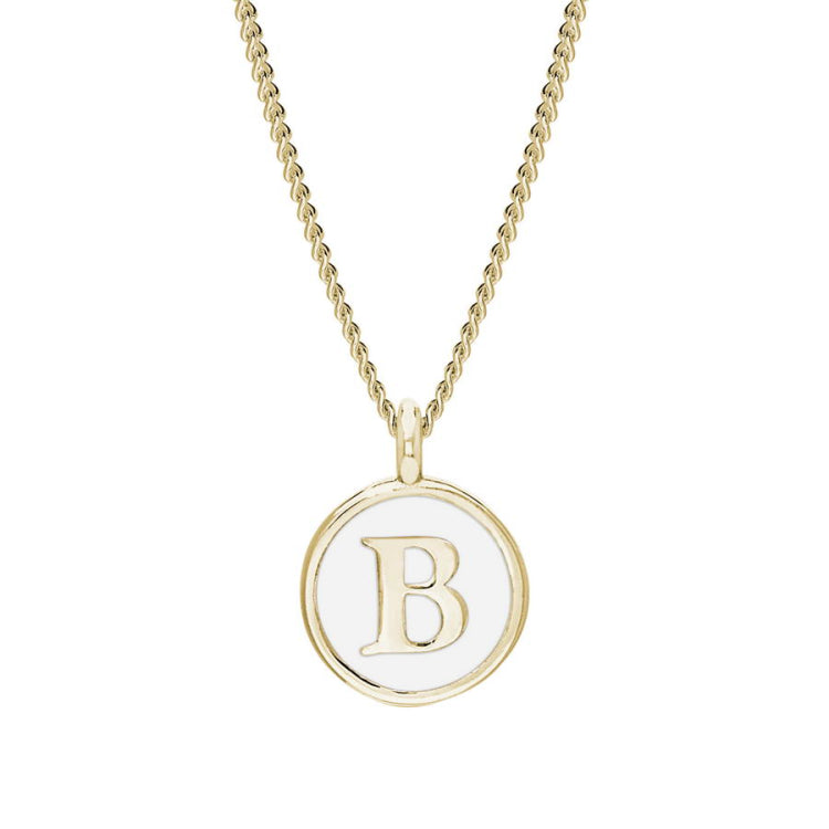 White Enamel Initial Pendant