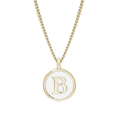 White Enamel Initial Pendant