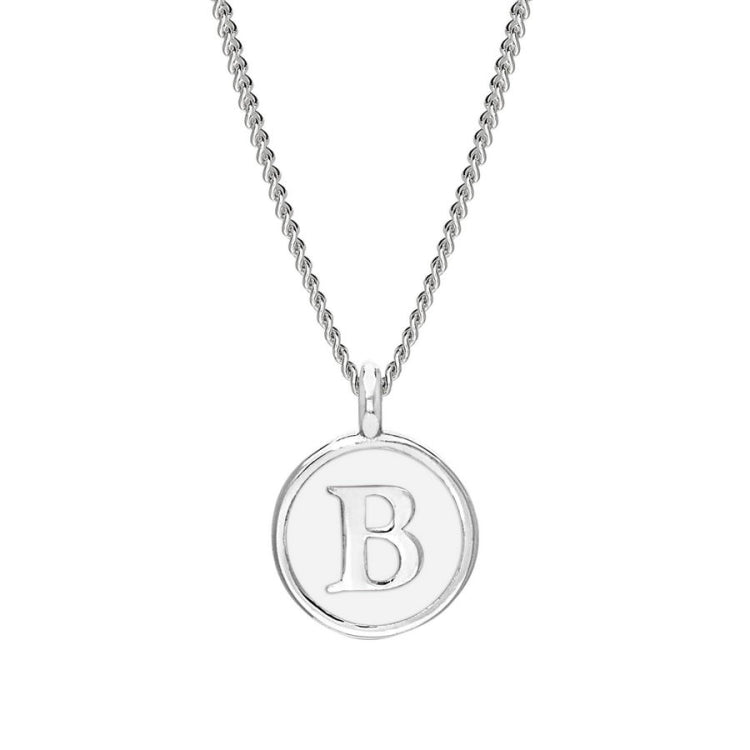 White Enamel Initial Pendant