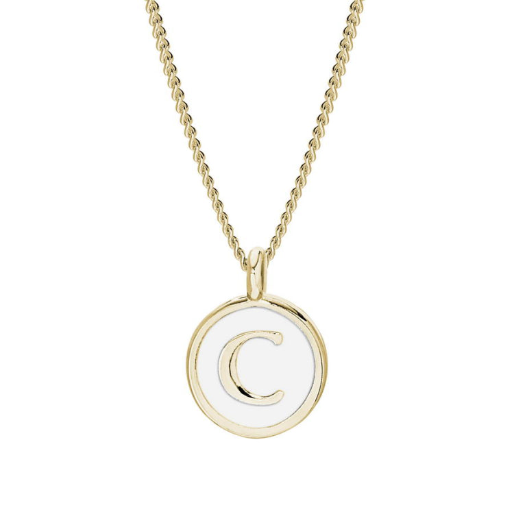 White Enamel Initial Pendant