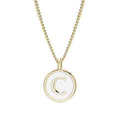 White Enamel Initial Pendant