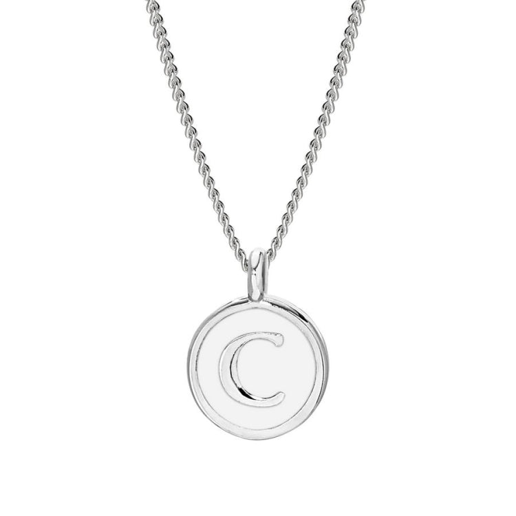 White Enamel Initial Pendant