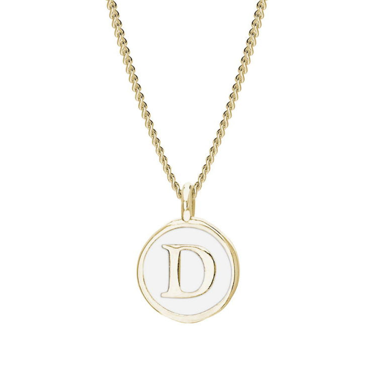 White Enamel Initial Pendant