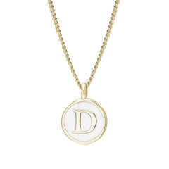 White Enamel Initial Pendant