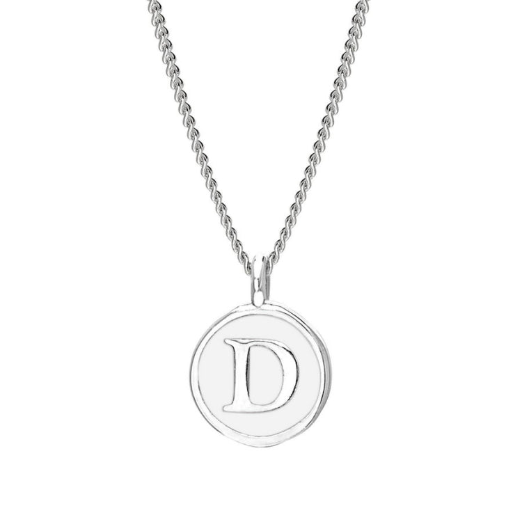 White Enamel Initial Pendant