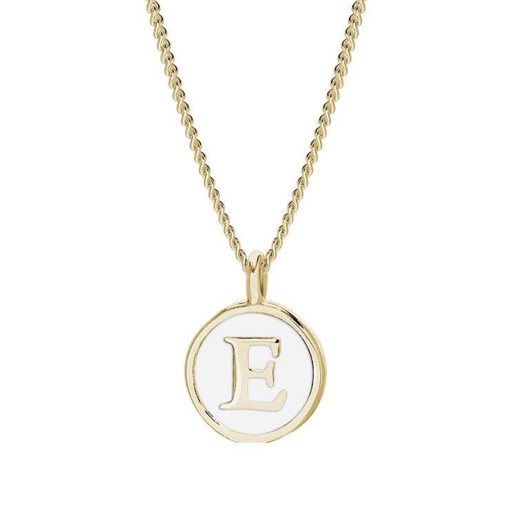 White Enamel Initial Pendant