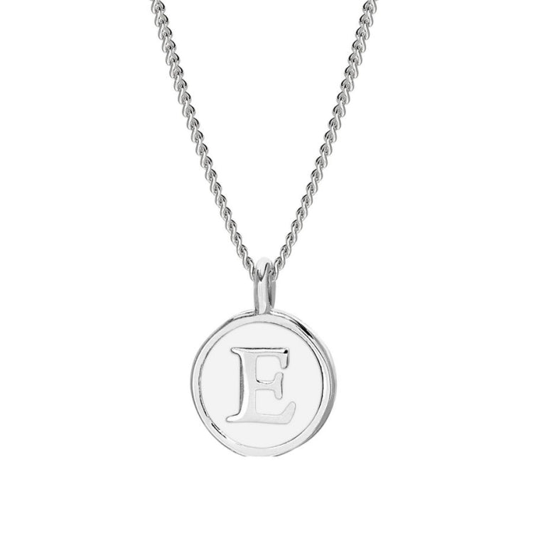 White Enamel Initial Pendant