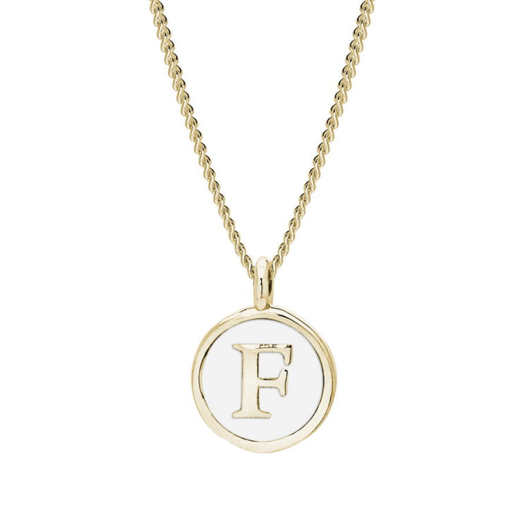 White Enamel Initial Pendant