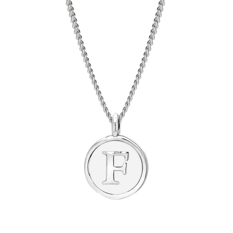 White Enamel Initial Pendant