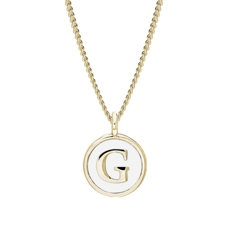 White Enamel Initial Pendant
