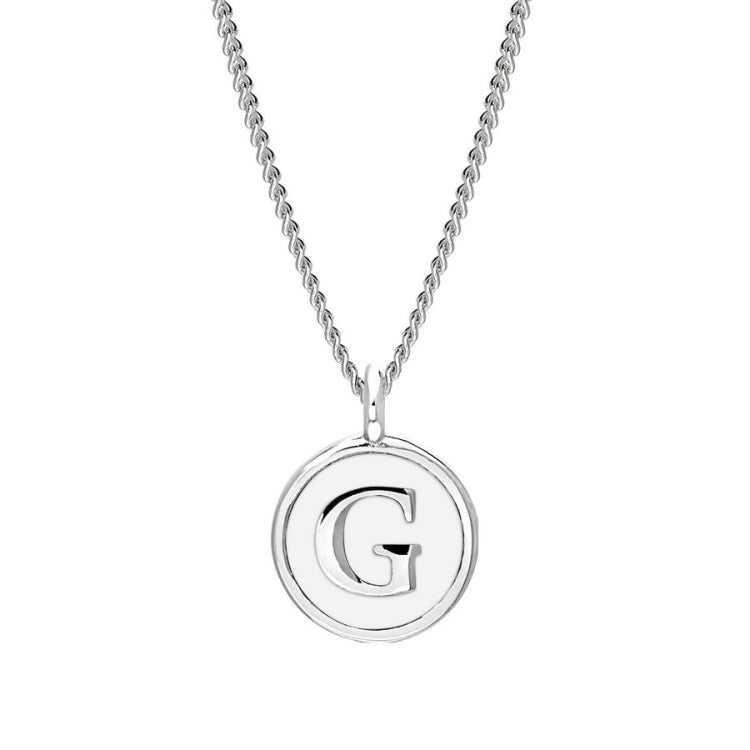 White Enamel Initial Pendant