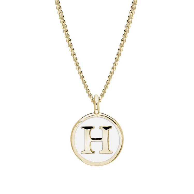 White Enamel Initial Pendant