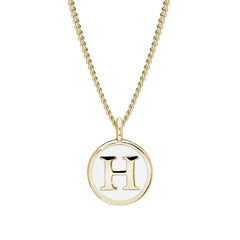 White Enamel Initial Pendant