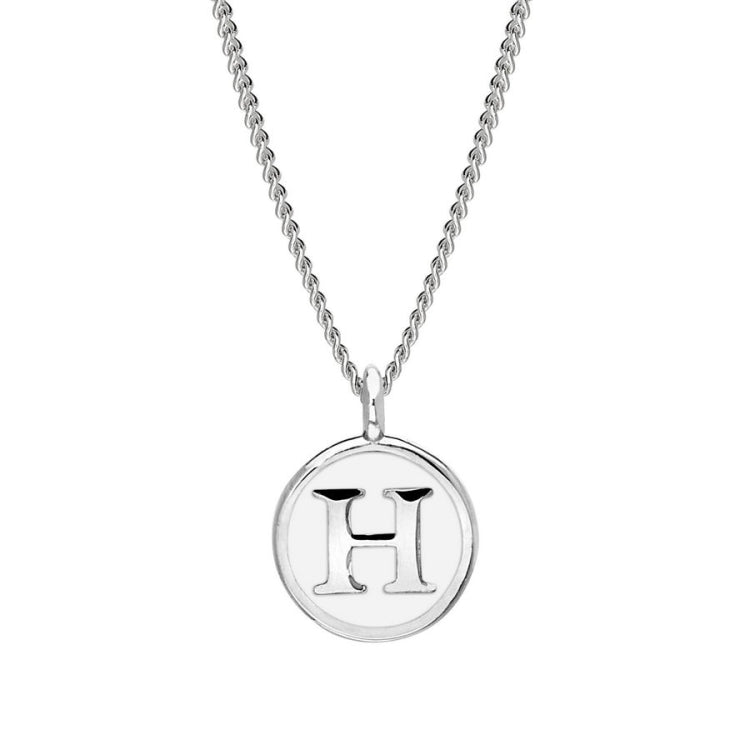 White Enamel Initial Pendant