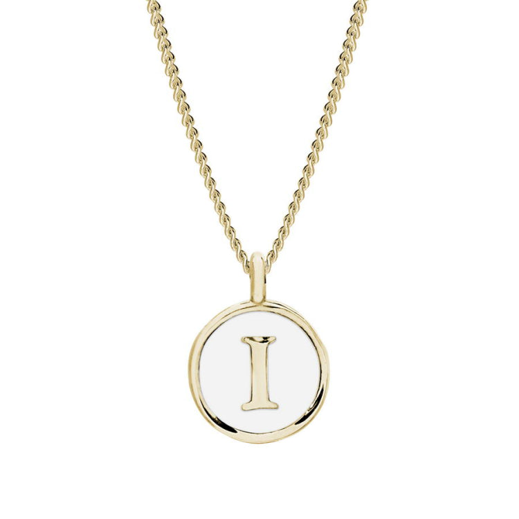 White Enamel Initial Pendant