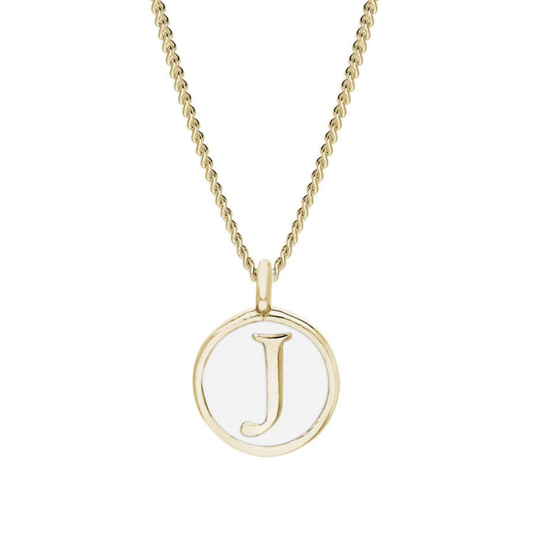 White Enamel Initial Pendant