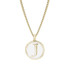 White Enamel Initial Pendant