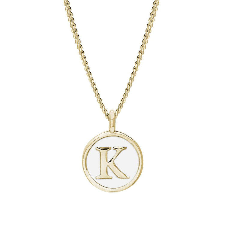 White Enamel Initial Pendant