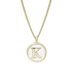 White Enamel Initial Pendant