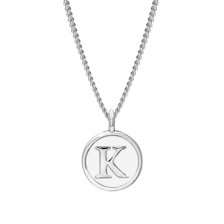 White Enamel Initial Pendant