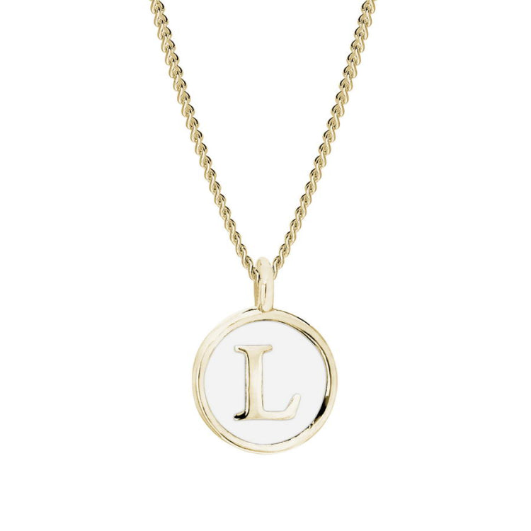 White Enamel Initial Pendant