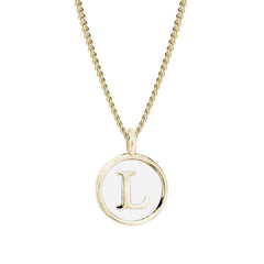 White Enamel Initial Pendant