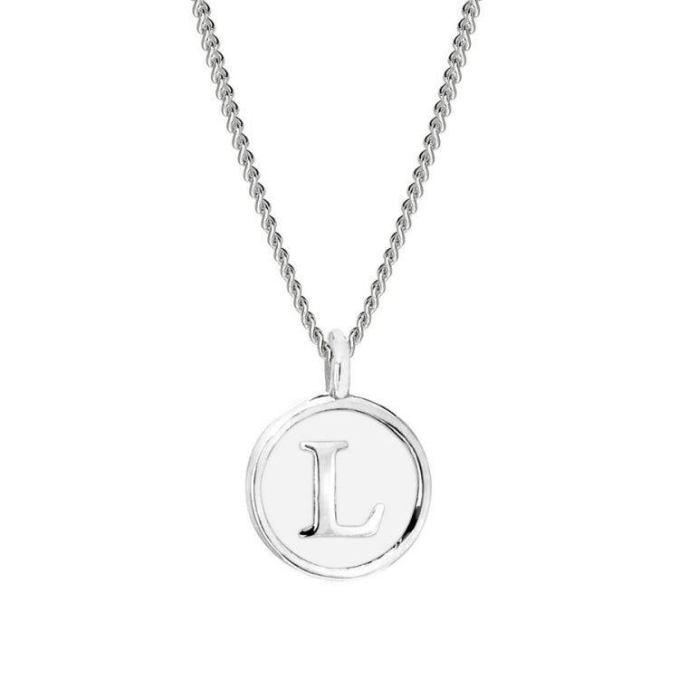 White Enamel Initial Pendant